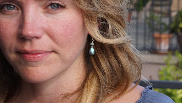 Labradorite and Chalcedony earrings