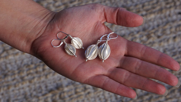 Pleated Fine Silver Earrings