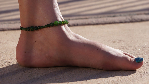 healing jade anklet on model
