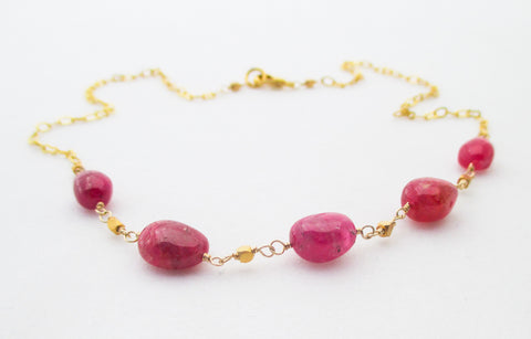 Pink Spinel and 22k Gold Vermeil Necklace