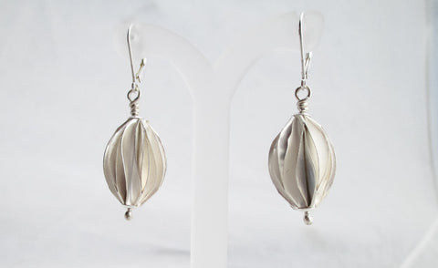 Pleated Fine Silver Earrings