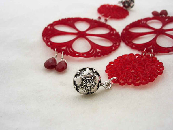 Vintage Lucite Filigree Earrings